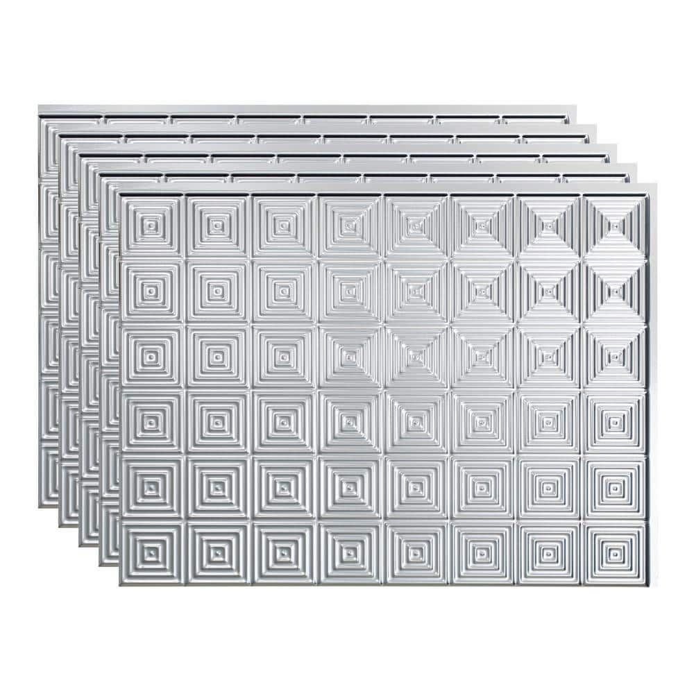Miniquattro 18.25 in. x 24.25 in. Vinyl Backsplash Panel in Brushed Aluminum (5-Pack) price history on PriceWatchPro