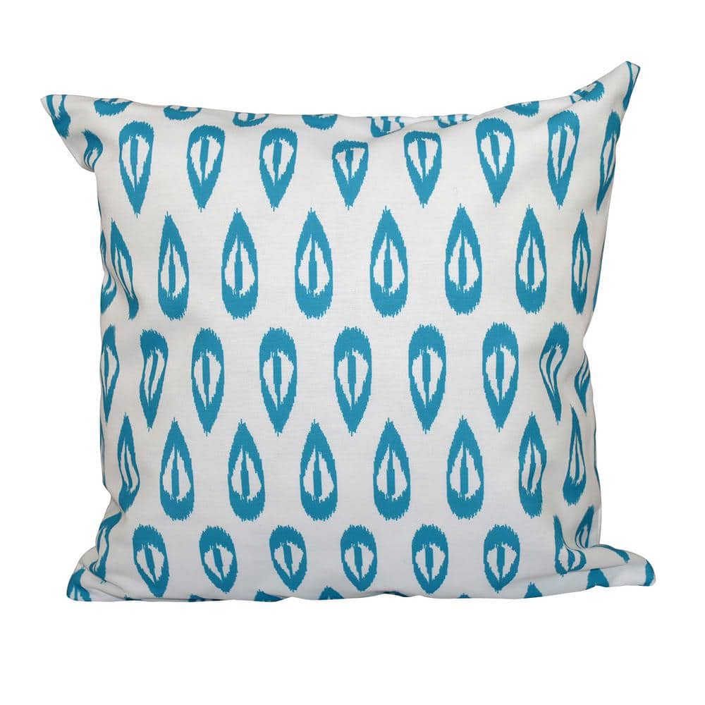Ikat Tears Turquoise Geometric 16 in. x 16 in. Throw Pillow
