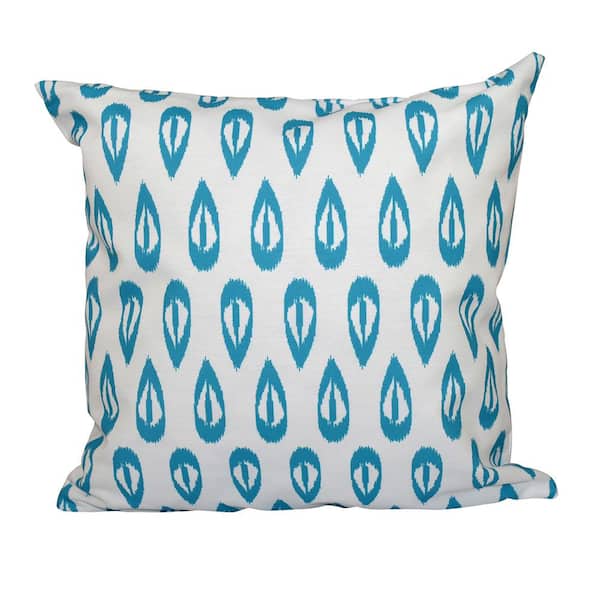 Unbranded Ikat Tears Turquoise Geometric 16 in. x 16 in. Throw Pillow