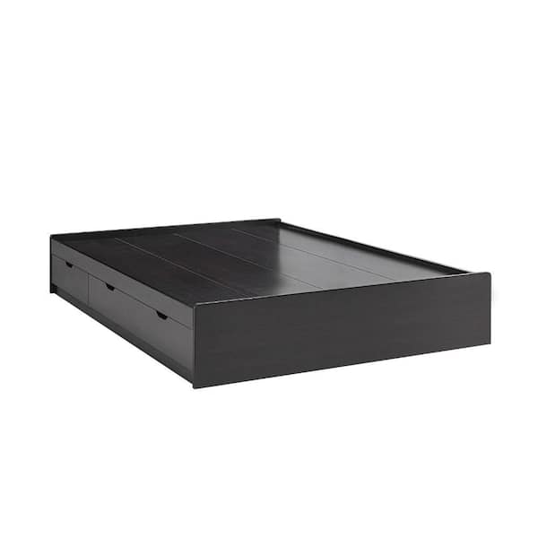 Benjara Brown Wood Frame Twin Platform Bed with 3-Drawers