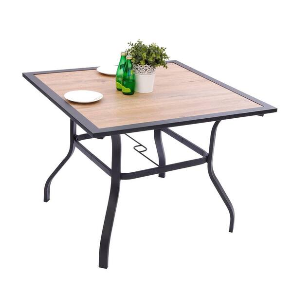 Wildaven 37 in. x 37 in. x 29 in. Metal Patio Woodlike Dining Table ...