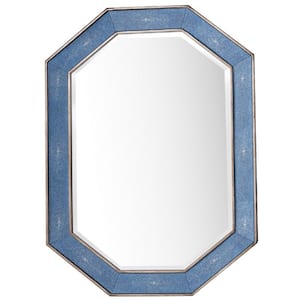 Tangent 30 in. W x 41 in. H Hexagonal Framed Wall Mirror in Delft Blue
