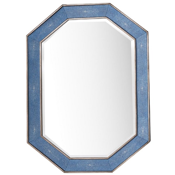 null Tangent 30 in. W x 41 in. H Hexagonal Framed Wall Mirror in Delft Blue