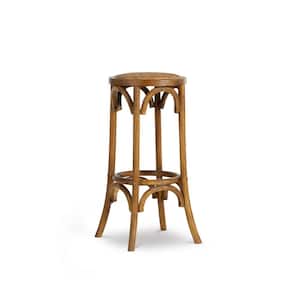 Posy 30 in. Brown Backless Wood Bar Stool with Rattan Seat