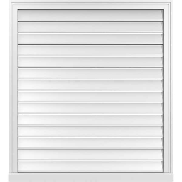 Ekena Millwork 38" x 42" Vertical Surface Mount PVC Gable Vent: Functional with Brickmould Sill Frame