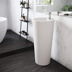 Monaco Circular Basin Pedestal Sink in Glossy White