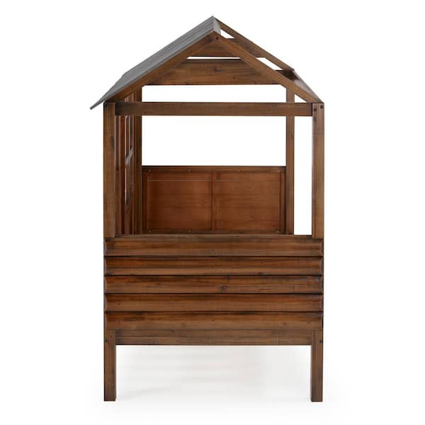 Donco Kids Log Cabin Rustic Walnut Twin Low Loft Bed 2103 Trwrs The Home Depot