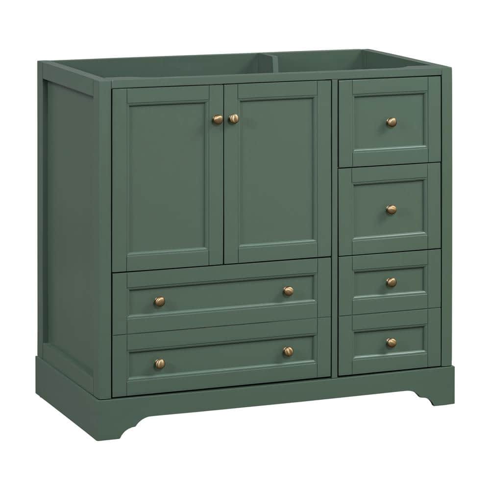 35.43 in. Freestanding Bath Vanity Cabinet without Top in Green with Shelf,