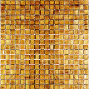 Skosh Glossy Goldenrod Brown 11.6 in. x 11.6 in. Glass Mosaic Wall and Floor Tile (18.69 sq. ft./case) (20-pack)