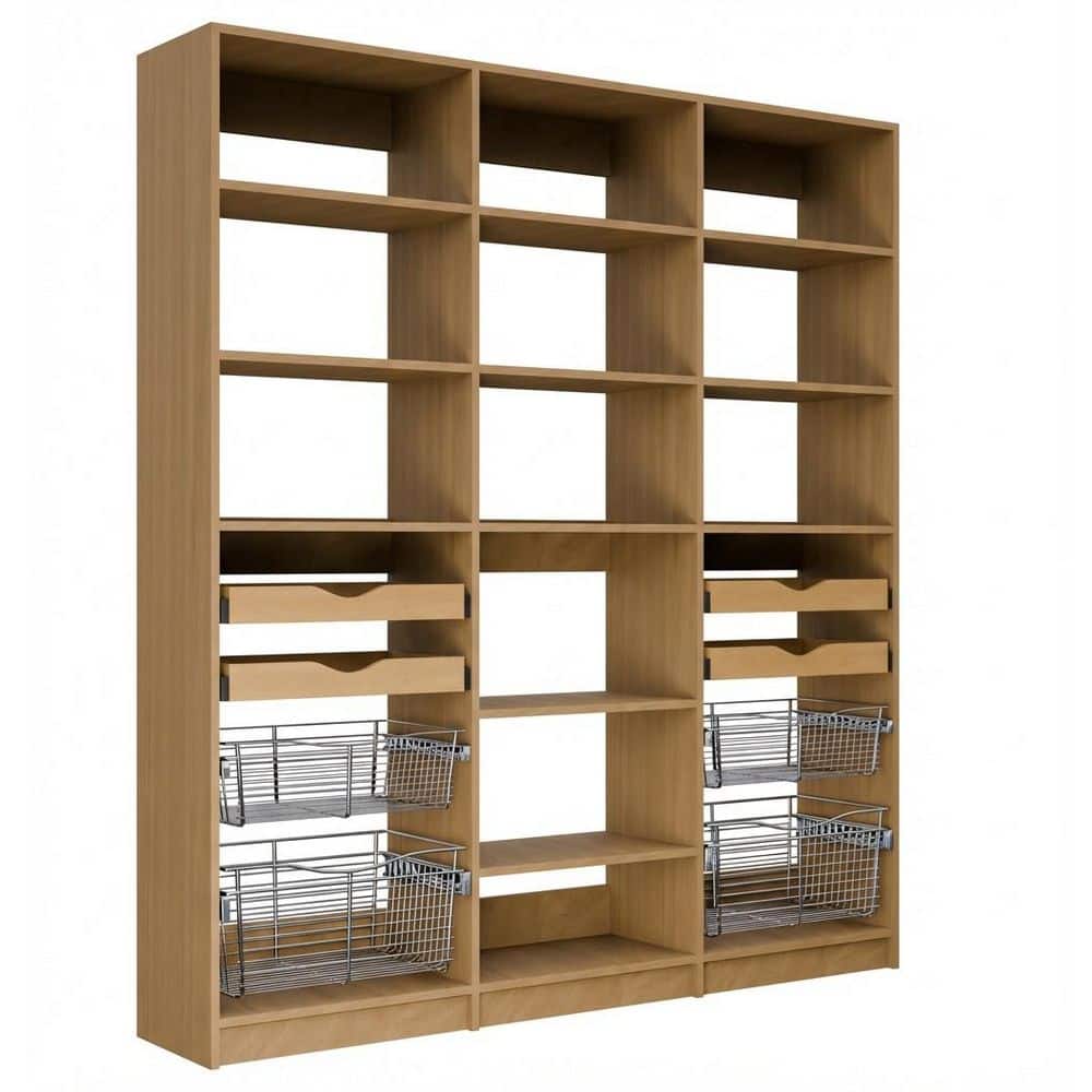 Alto Collection 84 in. W Oak Wall Mounted-Shelf Tower and 2 Shelf Towers w Pull Outs Wood Closet System price history on PriceWatchPro