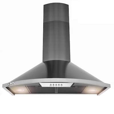 36 in. 450 CFM Convertible Wall Mount Range Hood in Black Stainless Steel