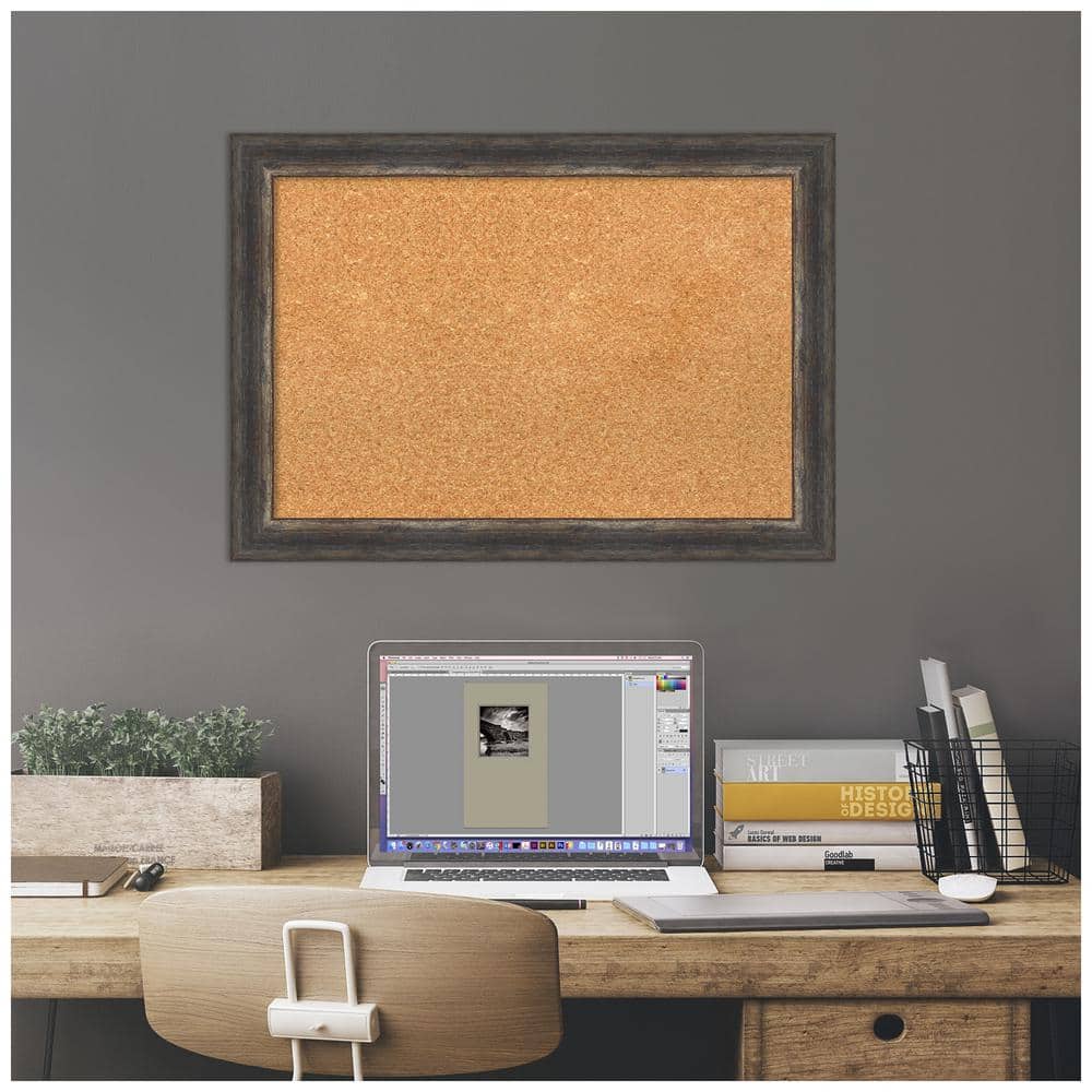 Natural Cork Board with Rustic Charred Wood Frame