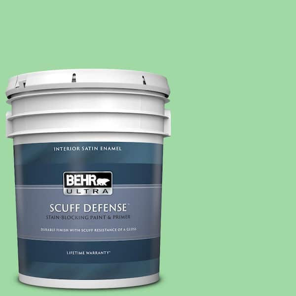 BEHR ULTRA 5 gal. #450B-4 Green Trance Extra Durable Satin Enamel Interior Paint & Primer
