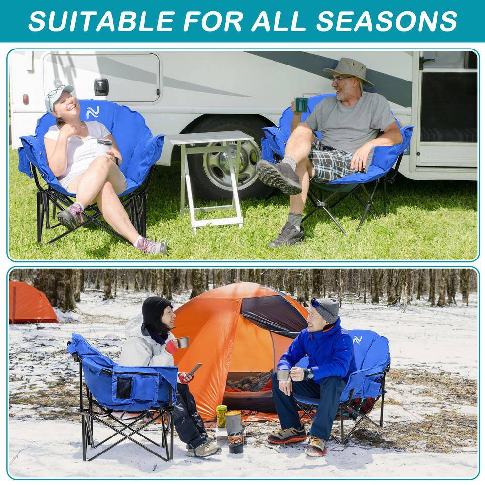 Blue Heated Moon Camping Chairs with Steel Frame, 2-Pack