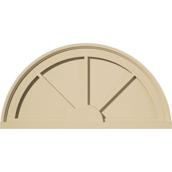 Ekena Millwork 26 in. W x 13 in. H x 2 in. P Half Round 3 Spoke Signature Urethane Pediment, Primed Tan