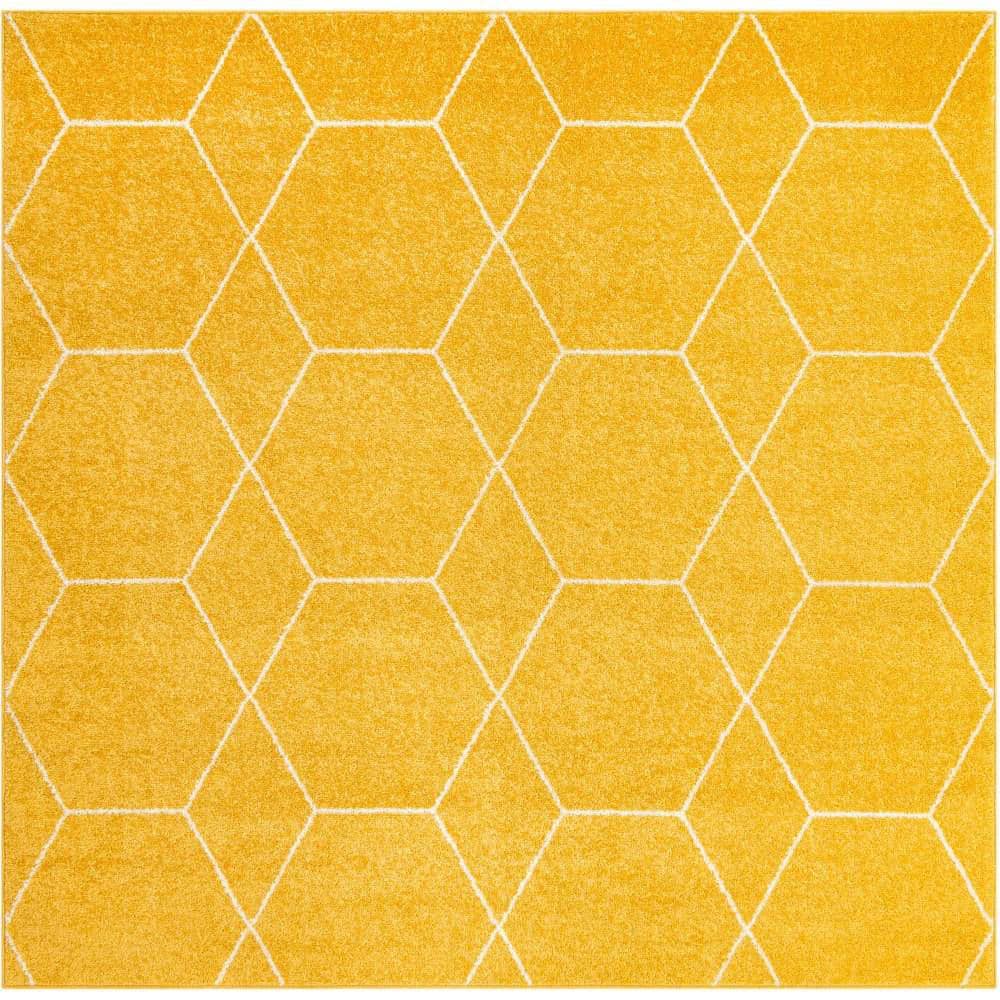 Trellis Frieze Geometric Yellow 7 ft. 10 in. x 7 ft. 10 in. Area Rug price history on PriceWatchPro