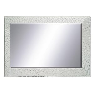 46 in. x 31 in. Handmade Beveled Rectangle Framed Silver Wall Mirror with Crystal Detailing