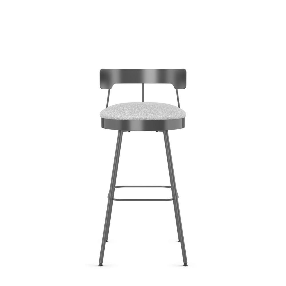 Monza 26" Swivel Counter Stool in Grey White Polyester and Dark Grey Metal