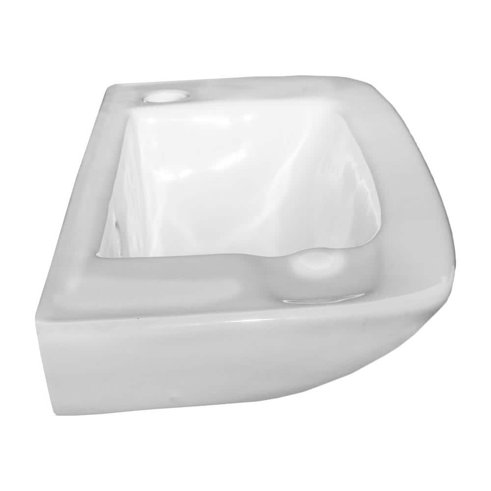 Edgewood White Ceramic Wall-Mount Vessel Sink with Chrome Faucet