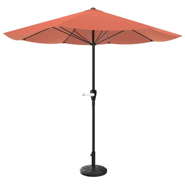 Pure Garden Pure Garden 9 ft. Outdoor Market Patio Umbrella with Base in Orange