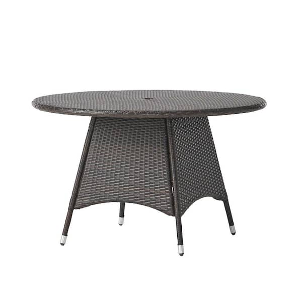 Unbranded Brown Round Wicker Outdoor Dining Table