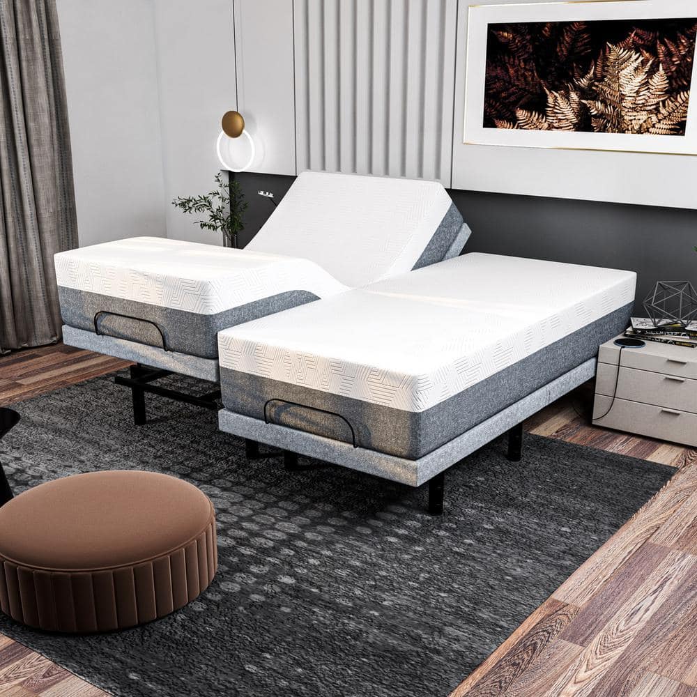 Split King Adjustable Bed with Cooling Gel Memory Foam Mattress