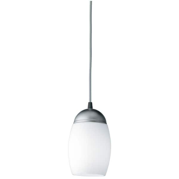 Lithonia Lighting Acorn 1-Light White Glass Mini Pendant with Compact Integrated Spiral Lamp