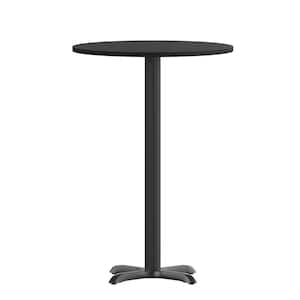 36 in. Round Black Laminate Table Top with 30 in. x 30 in. Bar Height Table Base