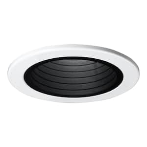 E26 Series 4 in. Black Recessed Ceiling Light Plastic Step Baffle with White Trim Ring