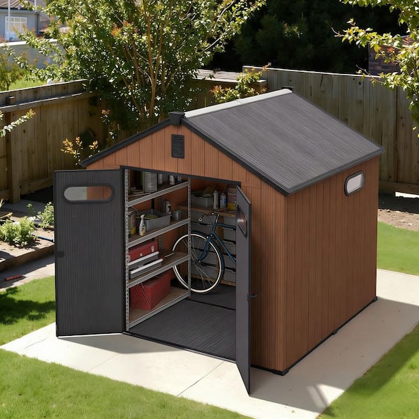 Pellebant 8 ft. x 8 ft. Resin Outdoor Garden Storage Shed with
