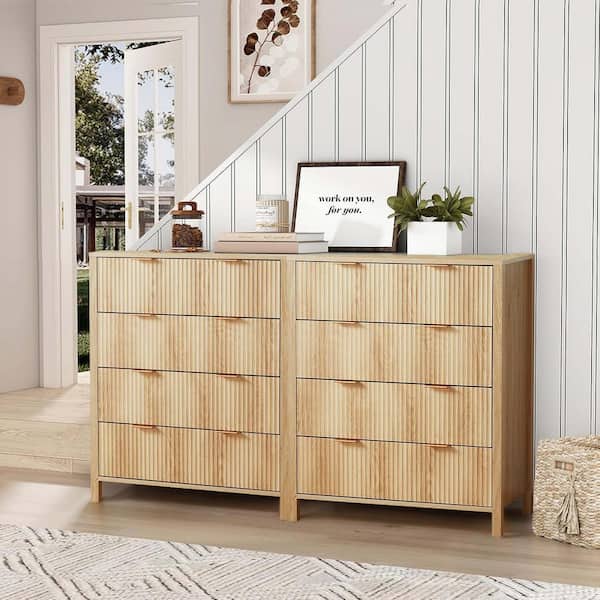 ATHMILE Natural Wooden 4-Drawer Storage Cabinet Dresser (15.75 in