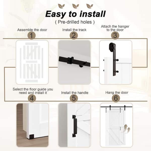 60 in. x 84 in. K-Shape Solid Core Pine Wood Unfinished Sliding Assembly Required Barn Door Slab with Hardware Kit