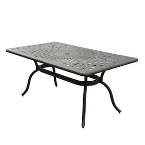Black Rectangle Aluminum Dining Height Outdoor Dining Table