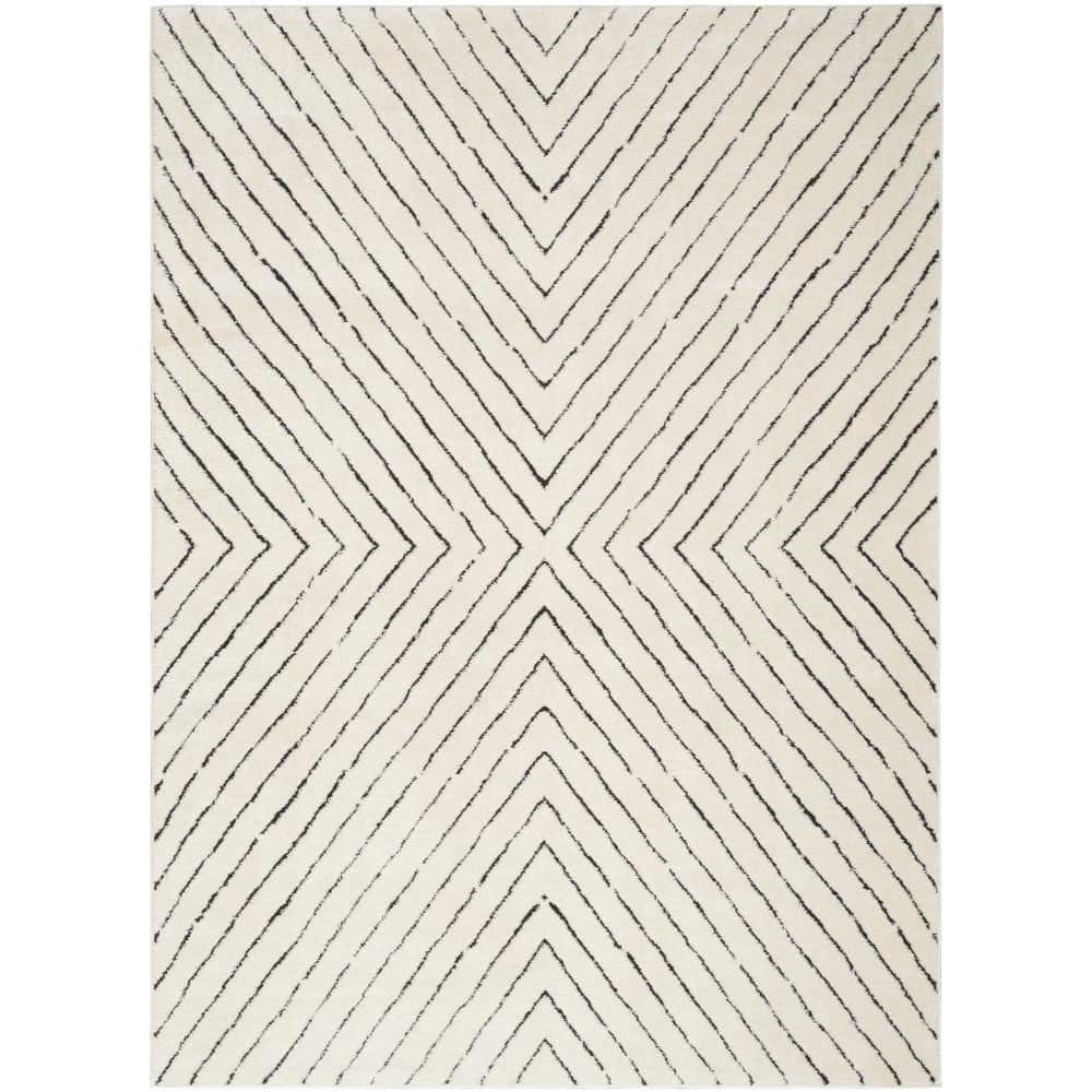 Cozy Modern Black and White Abstract 5' x 7' Area Rug