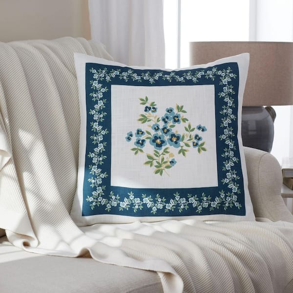 Company Cotton Suhana Decorative Blue 20 in. L x 20 in. W Throw Pillow Cover