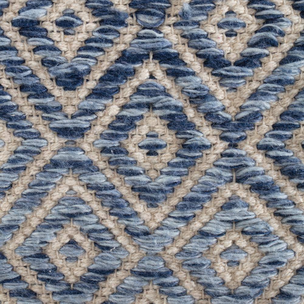 Cherokee Blue and Beige Diamond Pattern Square Pouf Ottoman