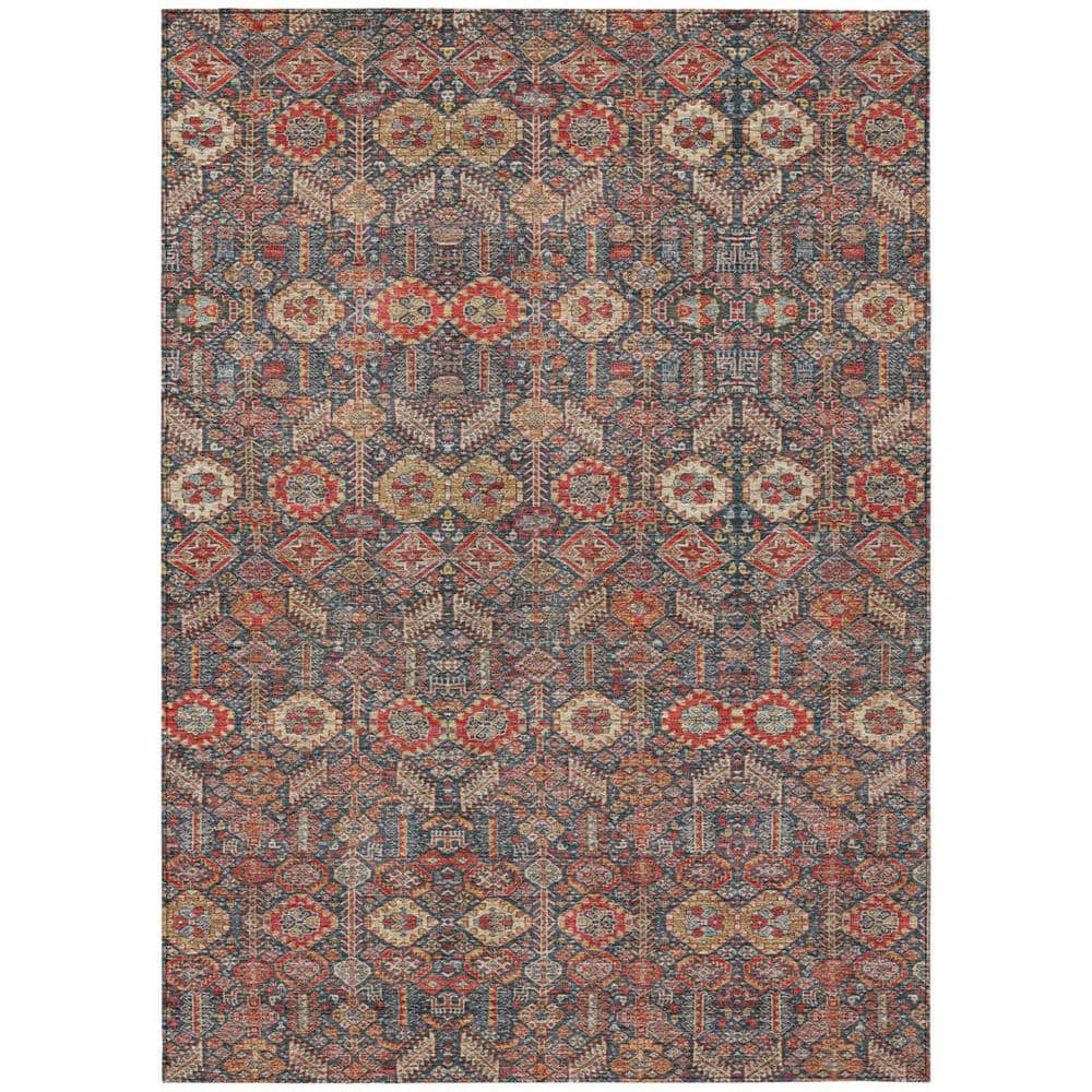 Red and Dark Blue 8 ft. x 10 ft. Woven Floral Rectangle Indoor/Outdoor Area Rug price history on PriceWatchPro