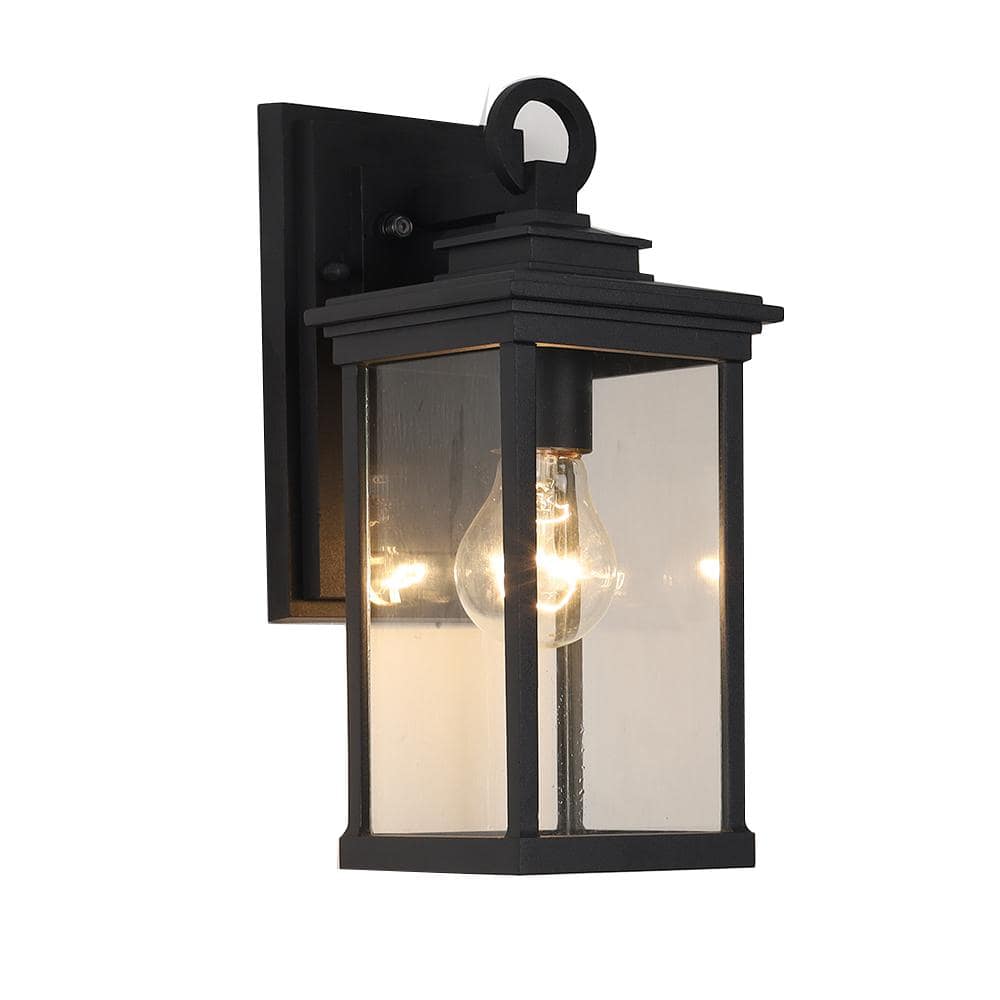 Black Outdoor Hardwired Wall Lantern Sconce with No Bulbs Included ...