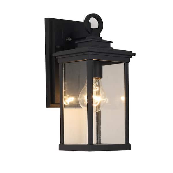 Unbranded Black Outdoor Hardwired Wall Lantern Sconce with No Bulbs Included