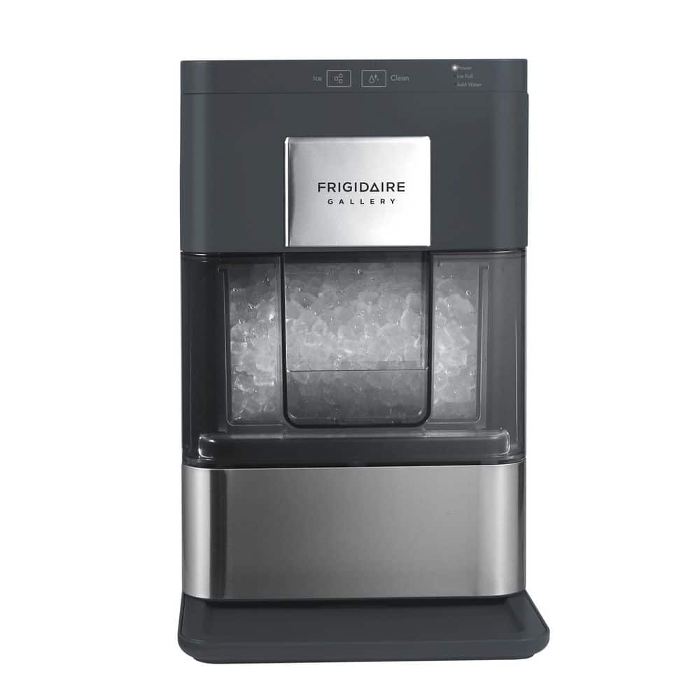 10 in. 44 lbs. Countertop Portable Nugget Ice Maker in Black with Stainless Steel Accents