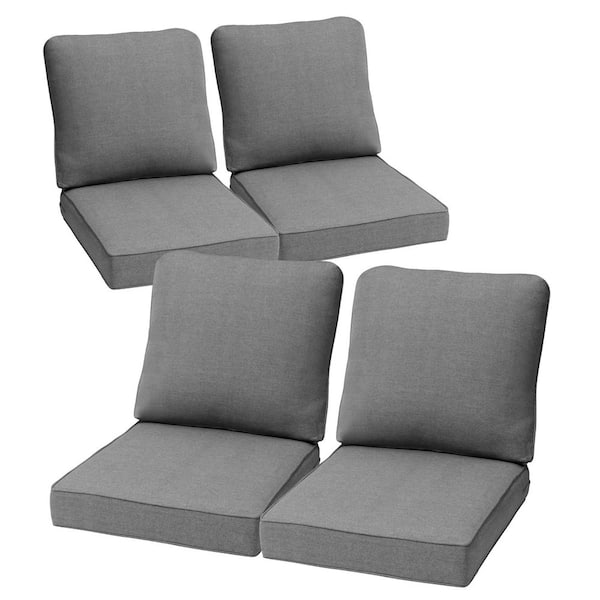 27.6 in. x 24.4 in. 4-Piece Outdoor Deep Seat Cushion for Patio Sofa and Couch in Light Gray