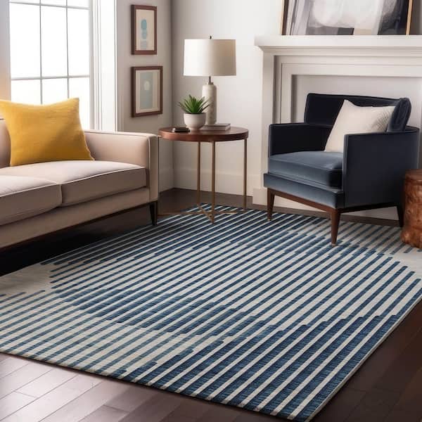 Mayfield Premium Machine Washable Abstract AMF1001 Blue 8 ft. x 10 ft. Area Rug
