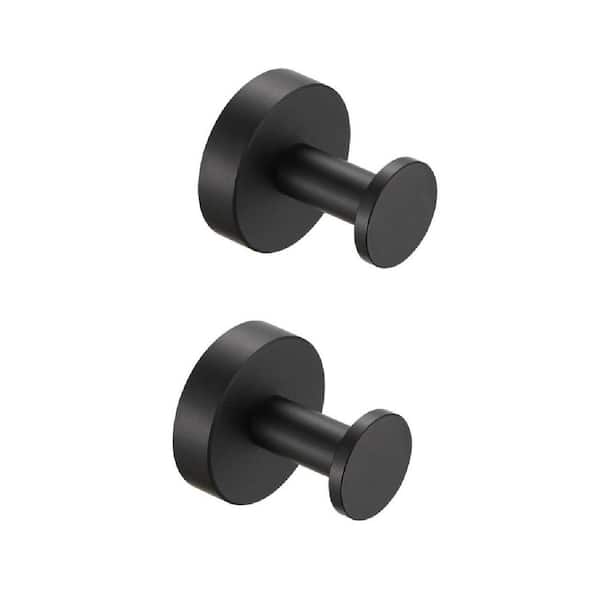 Interbath Round Bathroom Robe Hook and Towel Hook in Aluminum Matte Black