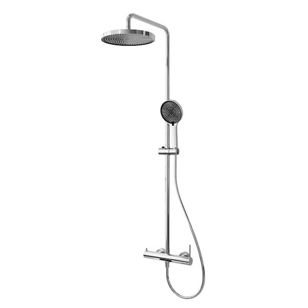 3-Spray Shower Head Wall Mounting All-In-One Kit Fixed and Handheld Shower Head Flow rate 1.59 GPM in Chrome