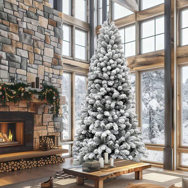 Fraser Hill Farm 12 ft. Flocked Alaskan Pine Artificial Christmas