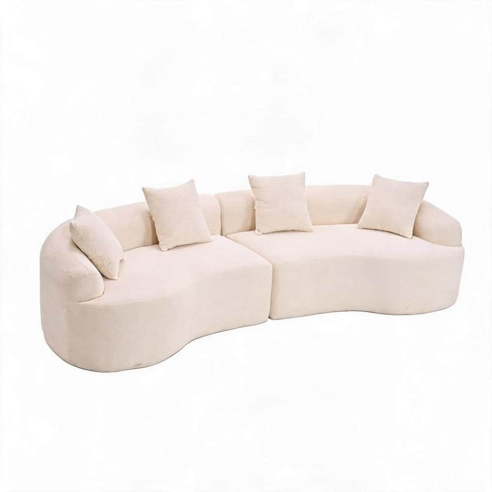 Curved Boneless 110 in. Flared Arm 4-piece Chenille Curved with Storage Sectional Sofa in White price history on PriceWatchPro