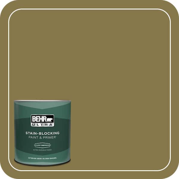 BEHR ULTRA 1 qt. #M330-7 Green Tea Leaf Extra Durable Semi-Gloss Enamel Interior Paint & Primer