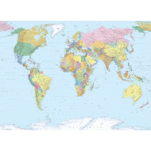 72 in. x 100 in. World Map Wall Mural