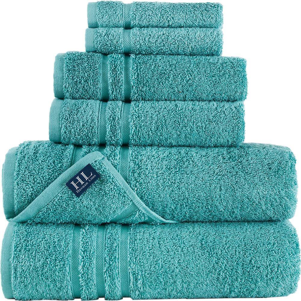 Hammam Linen 6Piece Green Water Turkish Cotton Bath Towel Set