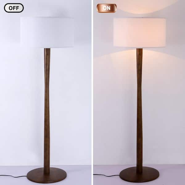 Keazile 61 in. Walnut Retro Standing Floor Lamp with Solid Wood